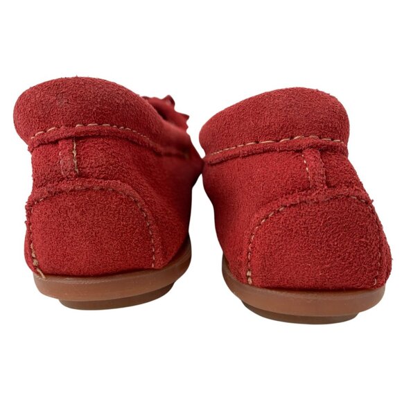 New Minnetonka Red Suede Moccasin Mocs Flats Loafer Size 8.5  Q10139 Whipstitch - Picture 8 of 8